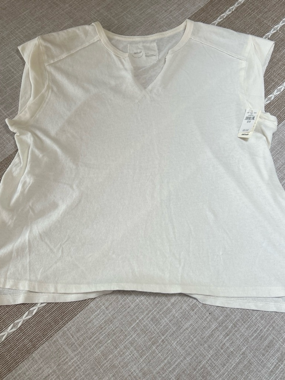 aerie Cream Short-Sleeve V-Neck Tee
